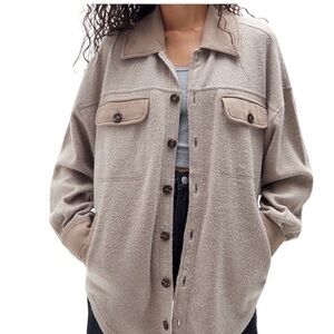 PacSun Women's Cream Teddy Jacket